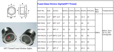Nickel plated steel fused window sights,fused sight windows,fused sight glass,custom available