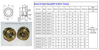 male BSP G thread 1/2&quot;,3/4&quot;,1&quot; Brass Oil Sight Glass(BSP &amp; Metric Thread) with natural glass