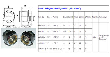 Hexagon steel oil sight gauge,carbon steel oil level sight glass,bsp oil level glass sights,1/2 3/4 inch custom