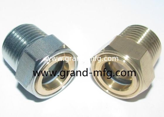 Male NPT pipe thread 1-1/4&quot; Hexagon head steel oil sight glass nickel(zinc) plated with natural glass