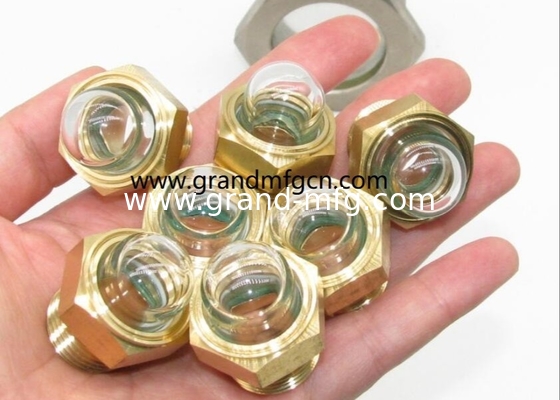 NPT 1/2&quot; Brass domed glass oil sight hex screw-in Oil level sight glass gauge indicatiors with read thread lock