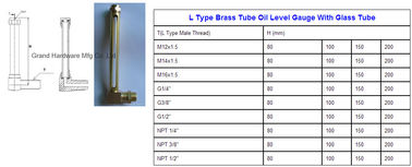 L type brass tube oil level gauge , gear reducer gearboxes brass & aluminum oil level gauge