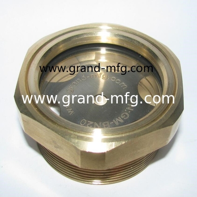 BSP 1 1/4&quot; brass sight glass flow liquid level gauge circular oil level sight glass indicator for pumps custom