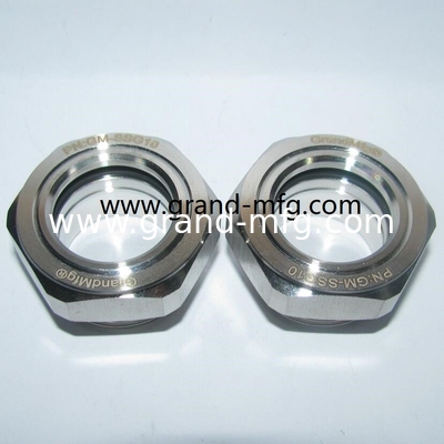 M27X1.5 food grade SS304 fluid level sight glass with big viewing window and locking nut SUS304 sight glass oil gauge