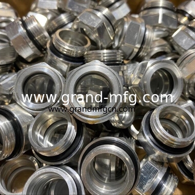 8bar pressure M22x1.5 milled head aluminum reducer oil sight glass， oil level indicator， fluid level gauge custom