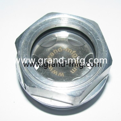 8bar pressure M22x1.5 milled head aluminum reducer oil sight glass， oil level indicator， fluid level gauge custom