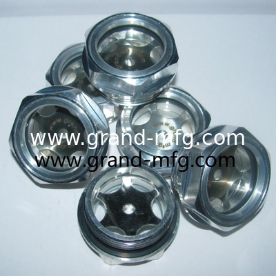 BSP G thread 1 inch Hexagon aluminum oil level sight glass with reflector for compressor,male thread oil sight plug supplier