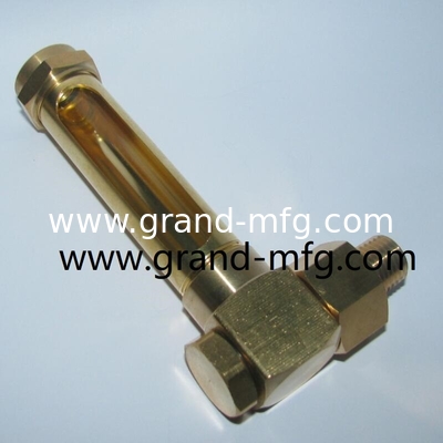 BSP 1/8 INCH Sraight brass oil level sight gauge with level marks for Thin-wall container oil level indicator