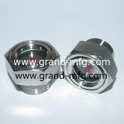 M33X1.5 SS304 fluid level sight glass with big viewing window and locking nut SUS304 sight glass oil gauge