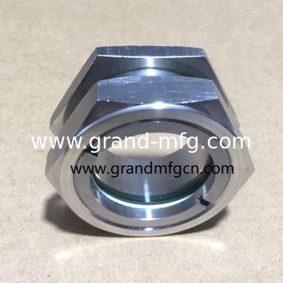 M27X1.5 food grade SS304 fluid level sight glass with big viewing window and locking nut SUS304 sight glass oil gauge