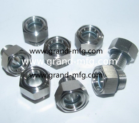 NPT thread 3&quot; 4&quot; food grade SS304 fluid level sight glass with big viewing port  SUS304 sight glass oil gauge