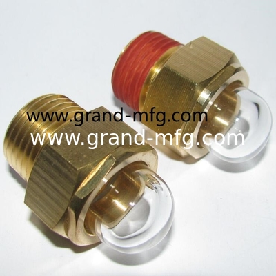 Male NPT pipe threads 1/2 inch domed shaped flow liquid level gauge oil level sight glass indicator for pumps custom