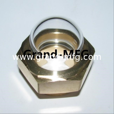 USA male NPT thread3/8 INCH brass domed oil level sight glass hex screw-in Oil level sight glass window with thread lock Brass Oil Sight Glass for Pump Gearboxes and Compressors Brass Material NPT
