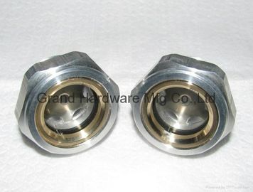 BSP G thread 1 inch Hexagon aluminum oil level sight glass with reflector for compressor,male thread oil sight plug supplier