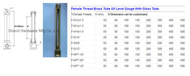 3/4 inch brass check oil level gauge for horizontal drum - Npt thread,BSP,G thread,Metric thread available
