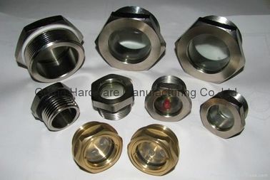 Male NPT pipe thread 1-1/4&quot; Hexagon head steel oil sight glass nickel(zinc) plated with natural glass