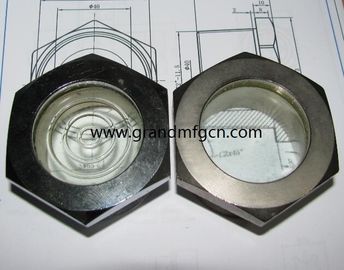 Male NPT pipe thread 1-1/4&quot; Hexagon head steel oil sight glass nickel(zinc) plated with natural glass