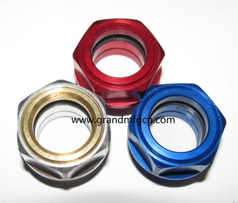 M42X1.5 M27X1.5 Aluminum anodizing color milled hex screw-in Oil level sight glass compressor oil level gauge indicatior