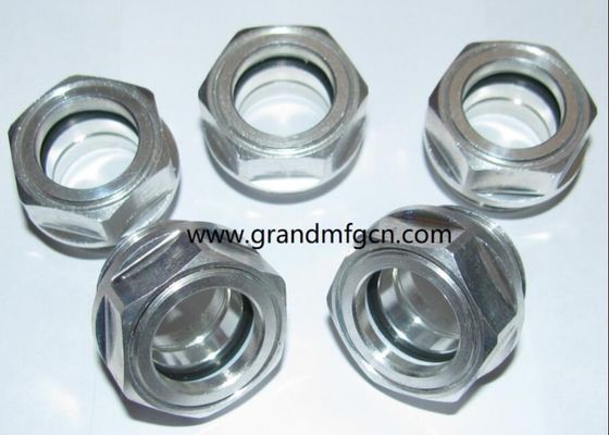 M22X1.5 M27X1.5 M42X1.5 Metric thread aluminum bull eye oil level sight glass plugs with red central mark milled head