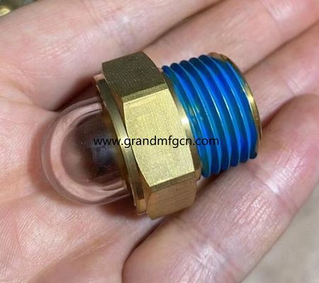male NPT thread 3/8 INCH clear domed oil level sight indicator hex screw-in Oil level sight glass with thread lock