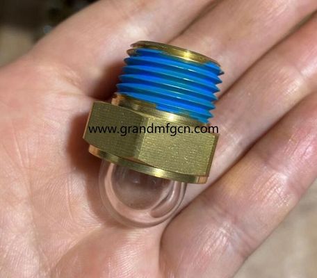 USA male NPT thread3/8 INCH brass domed oil level sight glass hex screw-in Oil level sight glass window with thread lock Brass Oil Sight Glass for Pump Gearboxes and Compressors Brass Material NPT