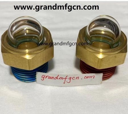 male NPT thread 1 INCH brass domed oil level sight indicator hex screw-in Oil level sight glass with thread lock