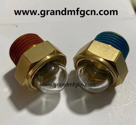 USA male NPT thread 3/8 INCH brass domed oil level sight indicator hex screw-in Oil level sight glass with thread lock