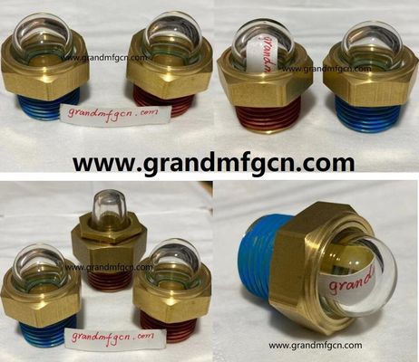 NPT thread 3/8 INCH brass oil level sight glass indicator hex screw-in Oil level sight glass with thread lock