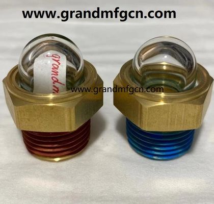 USA male NPT thread 3/8 INCH brass domed oil level sight indicator hex screw-in Oil level sight glass with thread lock