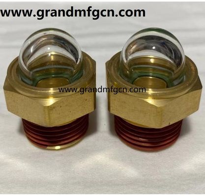 USA male NPT thread 3/8 INCH brass domed oil level sight indicator hex screw-in Oil level sight glass with thread lock
