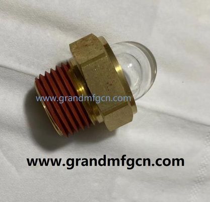 USA male NPT thread 3/8 INCH brass domed oil level sight indicator hex screw-in Oil level sight glass with thread lock