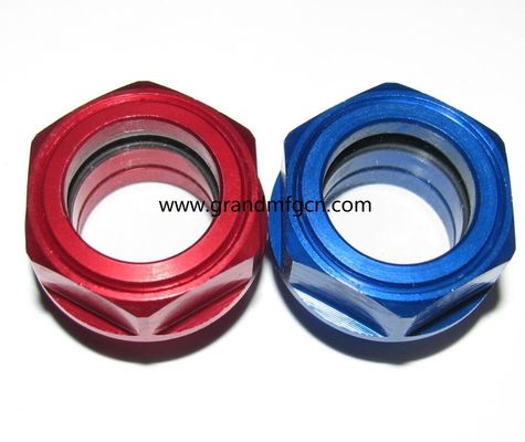 M22X1.5 M27X1.5 M42X1.5 Metric thread aluminum bull eye oil level sight glass plugs with red central mark milled head