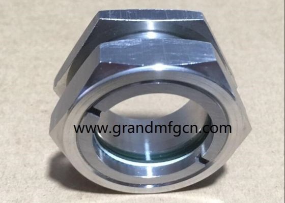 Male BSP G1 1/4&quot; stainless steel 304 oil sight glass with hex locking nut SS316 OIL LEVEL VIEWPORT SIGHT GLASS GAUGE