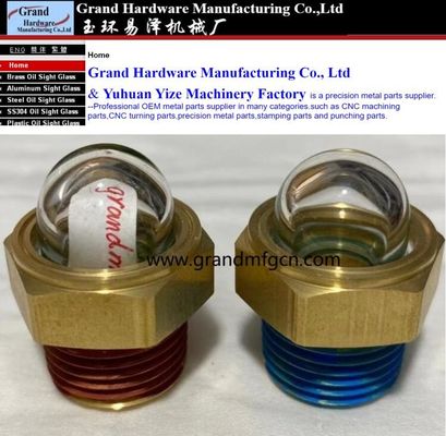 NPT 1/2&quot; Brass domed glass oil sight hex screw-in Oil level sight glass gauge indicatiors with read thread lock