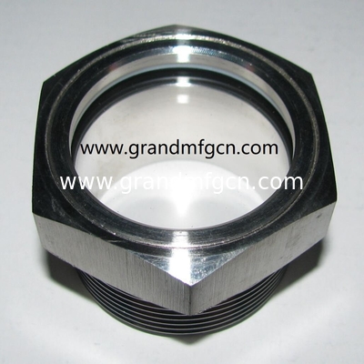 Male BSP G1 1/2&quot; SS304 stainless steel glass oil level sight plug with locking nut food equipment glass sight viewport