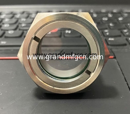 Male BSP G1 1/2&quot; SS304 stainless steel glass oil level sight plug with locking nut food equipment glass sight viewport