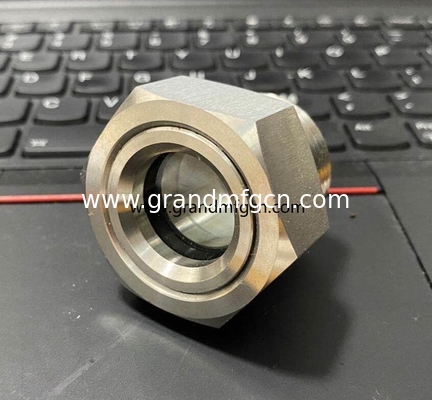 Male BSP G1 1/2&quot; SS304 stainless steel glass oil level sight plug with locking nut food equipment glass sight viewport