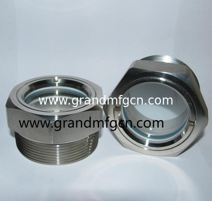 Male BSP G1 1/2&quot; SS304 stainless steel glass oil level sight plug with locking nut food equipment glass sight viewport