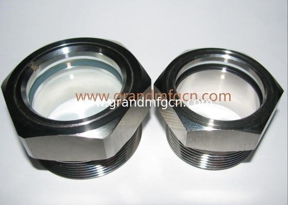 M36X1.5 SS304 Pumps Oil Sight Glass Level Monitor with big window and locking nut SUS304 sight glass oil gauge