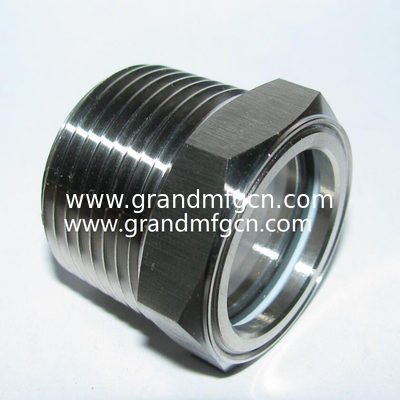 NPT thread 1/2&quot; 3/4&quot; stainless steel 304 oil sight glass without hexagon locking nut SS304 OIL LEVEL SIGHT PORT