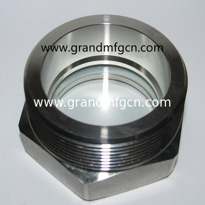 Male 2&quot;NPT 2Mpa pressure SS316 oil sight glass indicator with big viewing port ASME tank liquid observation sight glass