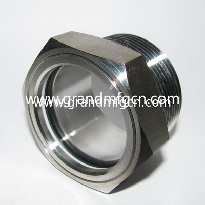 Male 2&quot;NPT 2Mpa pressure SS316 oil sight glass indicator with big viewing port ASME tank liquid observation sight glass