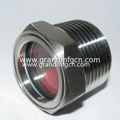 Male 2&quot;NPT 2Mpa pressure SS316 oil sight glass indicator with big viewing port ASME tank liquid observation sight glass
