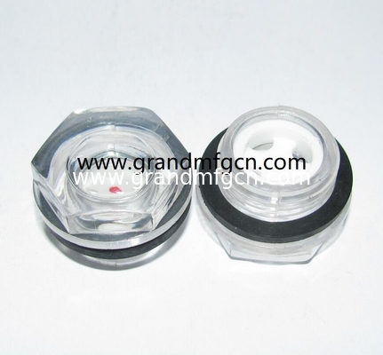 M16X1.5 M18X1.5 M20X1.5 male Metric threa circular plastic oil sight glass for grease and oil containers equipment can