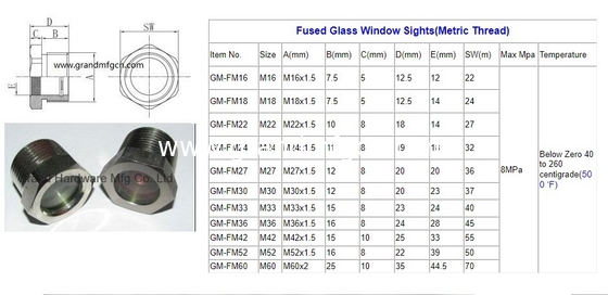 NPT 2" BITZER refrigeration fused steel sight glass with red floating ball fused sight window sight glass plugs custom