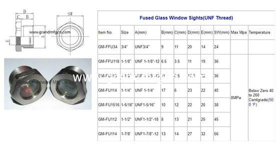 NPT 2" BITZER refrigeration fused steel sight glass with red floating ball fused sight window sight glass plugs custom