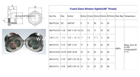 NPT 2&quot; BITZER refrigeration fused steel sight glass with red floating ball fused sight window sight glass plugs custom