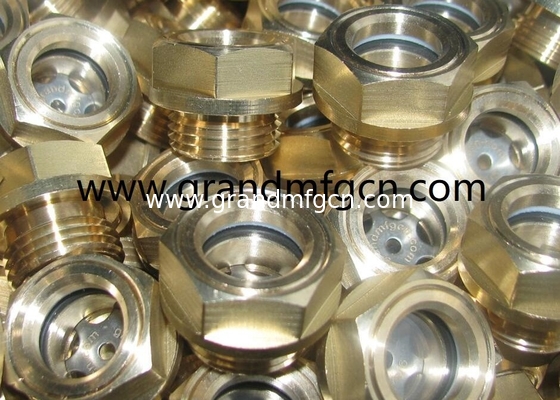 USA NPT thread 3/8 1/2 INCH brass oil level sight glass indicator hex screw-in Oil level sight glass with thread lock