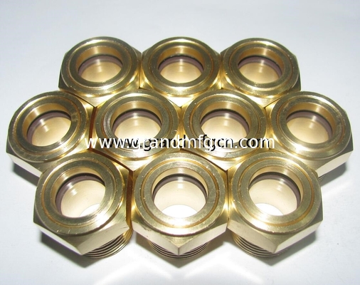 Threaded brass oil sight glass NPT1 with reflector blower oil level sightglass supplier &amp; manufacturer